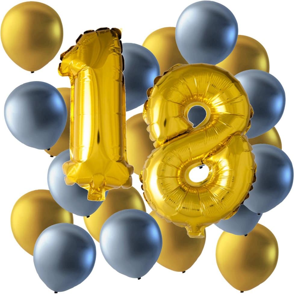 Ballonger Latex Folie Jubileum 18 Års Dag Födelsedag Guld Silver 1 Set Folieballonger 102 Cm Latexballonger 30 Cm