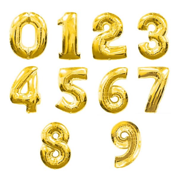 Ballonger siffror 0-9 | Silver & Guld | Födelsedagsballonger