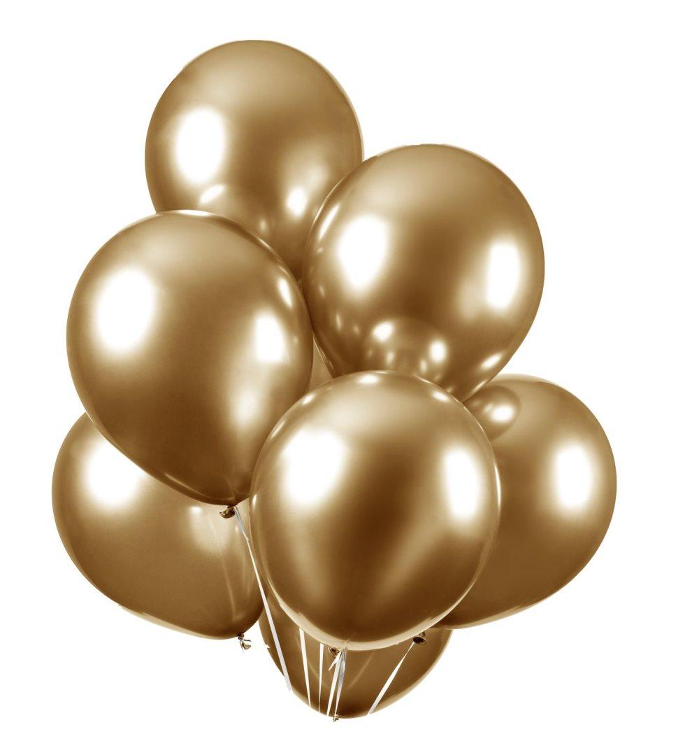 Ballonger 10-pack Chrome - Guld- 30 cm