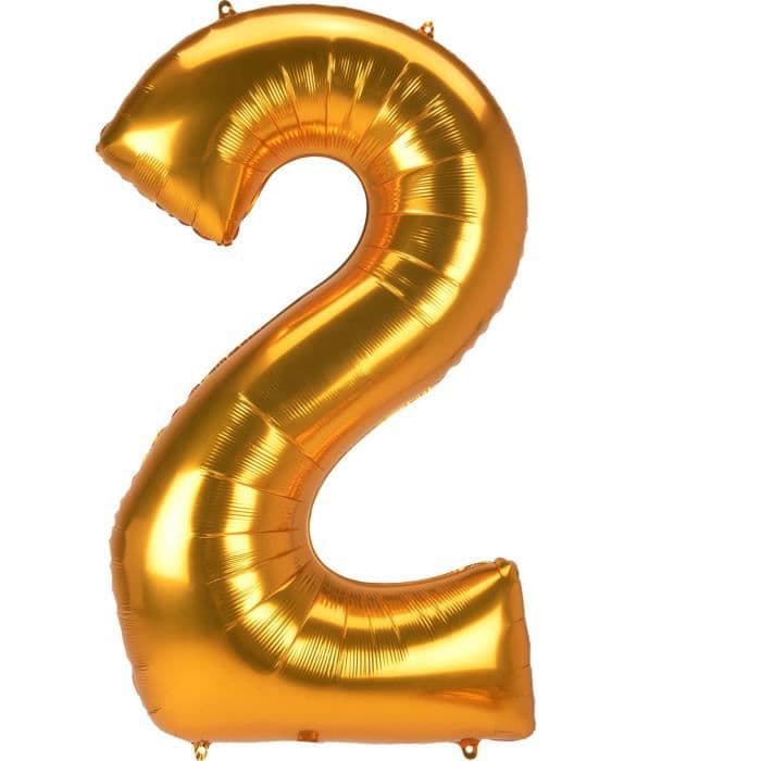 AMSCAN Balloon Geant numero 2 - 53 x 78 x 134 cm - kulta