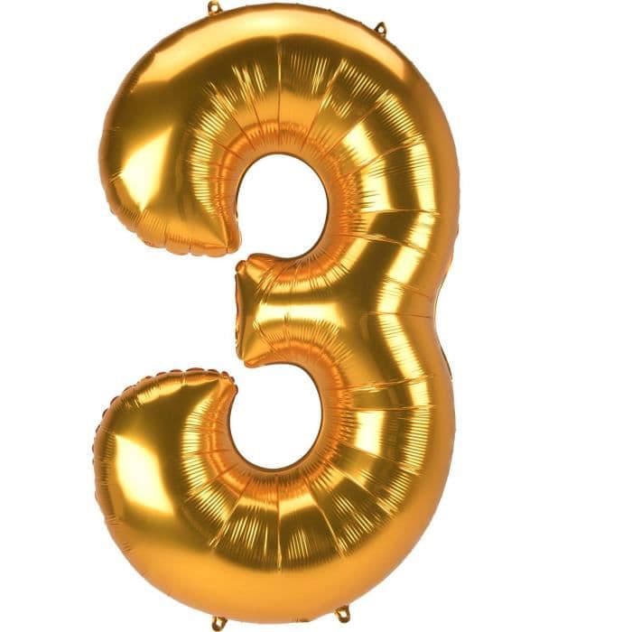 AMSCAN Balloon Geant numero 3 - 53 x 81 x 134 cm - kulta