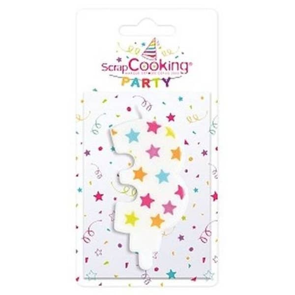Födelsedagsljus - Scrapcooking - Nummer 3 - Flerfärgad - Festdekoration - Barn