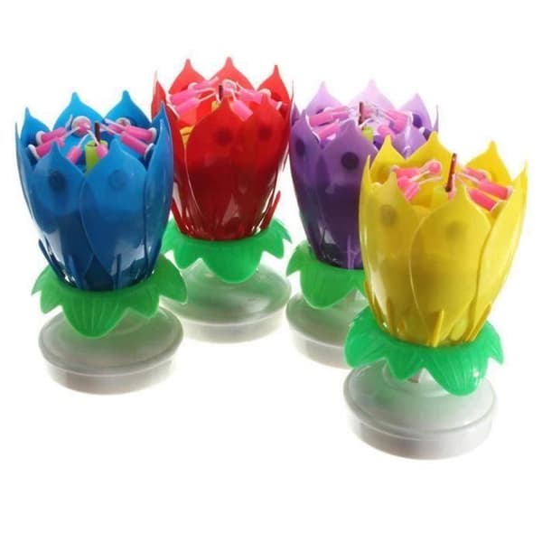 JL Födelsedag Ljus Blomma Lotus Rotation Musik Dekoration Tårtfest Rosa Färg - JLVSO827AA1052