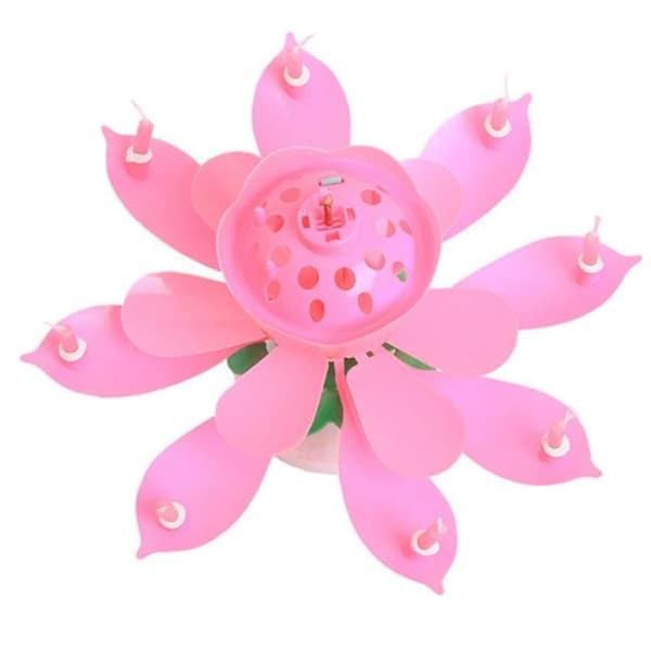 Vackra roterande lotusblomma musikaliska ljus Födelsedagsljus - ROSA