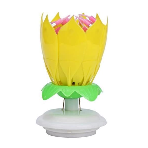 Grattis på födelsedagen Fantastiskt Lotus Blossom Musikljus Roterande Gul Blomma ZSY51104063YE_1904 Gul