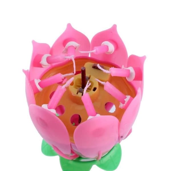 Födelsedagsljus Blomma Lotus Musik Fest Tårtdekoration (Rosa)