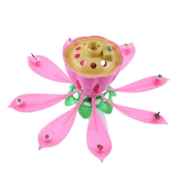 Födelsedagsljus Blomma Lotus Musik Fest Tårtdekoration (Rosa)