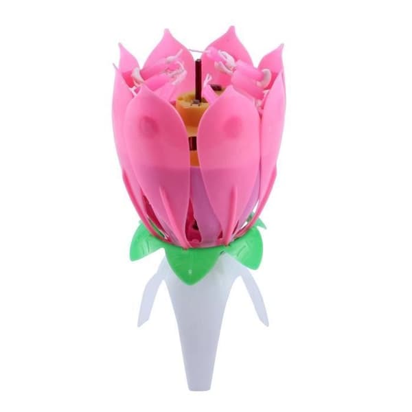 Födelsedagsljus Blomma Lotus Musik Fest Tårtdekoration (Rosa)
