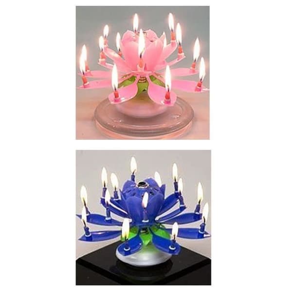 Magiskt musikljus Lotusblomma Roterande Grattis på födelsedagen Giftfri engångsfest Blå - XY FR