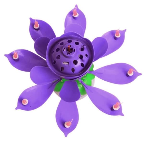 Roterande musikalisk blomma lotus födelsedagsljus - Omärkt - 1xlila