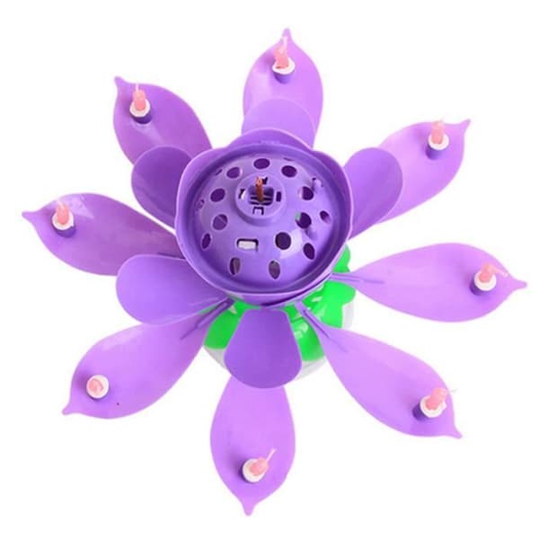 Musik Lotus Blomma Ljus för födelsedagsfest Rotera Ljus Ljus Lamp Dekor Tillbehör Med 8 små ljus LILA