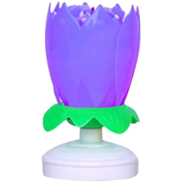 Rund botten dubbelt lager 8 roterande blomljus musik födelsedag lotusblomma musik födelsedagsljus 6,6 * 11,5 cm[317]