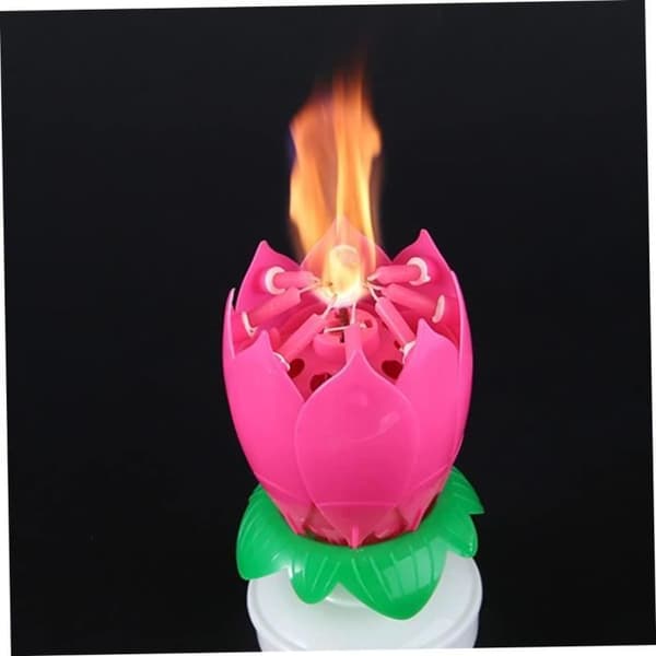 Lotus födelsedagsljus Musik Blomma Blomma Ljus Blomma Tårta Topper Ornament 4st Barnfesttillbehör[L163]