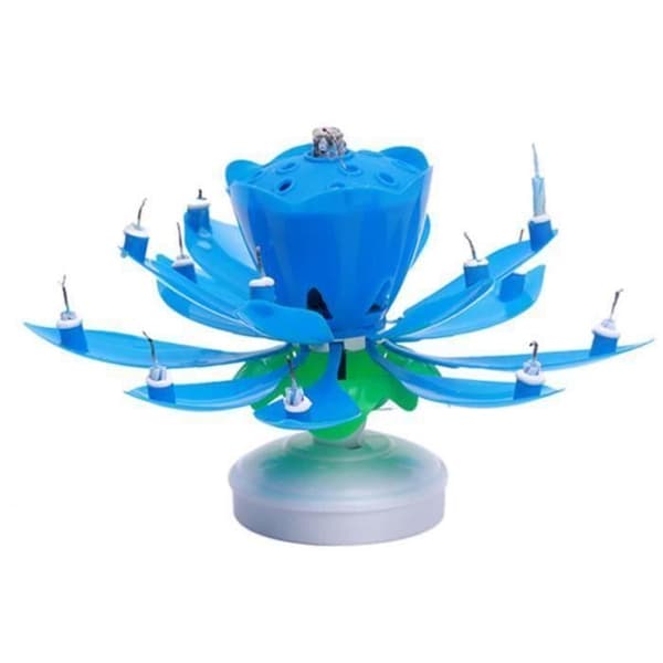 JL Födelsedagsljus Blomma Lotus Rotation Musik Dekoration Tårtfest Färg Blå - JLVSO827AA1050