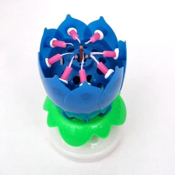 JL Födelsedagsljus Blomma Lotus Rotation Musik Dekoration Tårtfest Färg Blå - JLVSO827AA1050