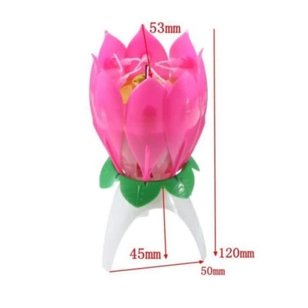 CA01791-Födelsedag Ljus Blomma Lotus Rotation Musik Fest Tårta Dekoration Rosa Färg