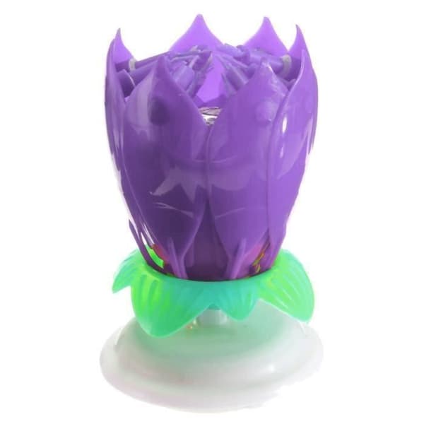 Lila Roterande Lotus Musical Flower Födelsedagsljus - U L00045