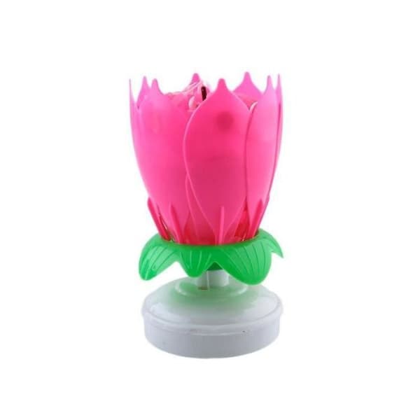 SHOP-STORY - Roterande musikalisk blomma magiskt födelsedagsljus för tårtdekorering - Rosa