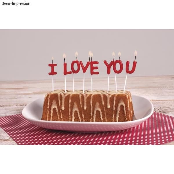 Ljusstakar "I LOVE YOU", vit, 2x7,7cm, 8 bokstäver, blister-LS