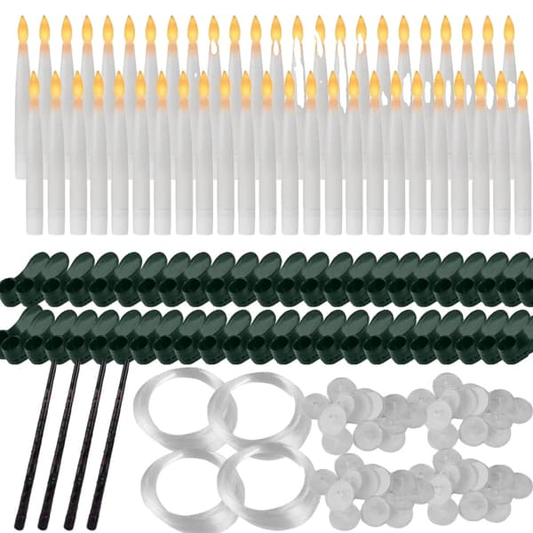 Flydende LED-lys, wand fjernbetjening, batteridrevet,48pc