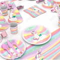 Miniatyrbild 3 av 4: TD® Unicorn Theme Party Dekoration Kit - Cone Hat Kniv Gaffel Sked Engångsservis (blå och rosa)