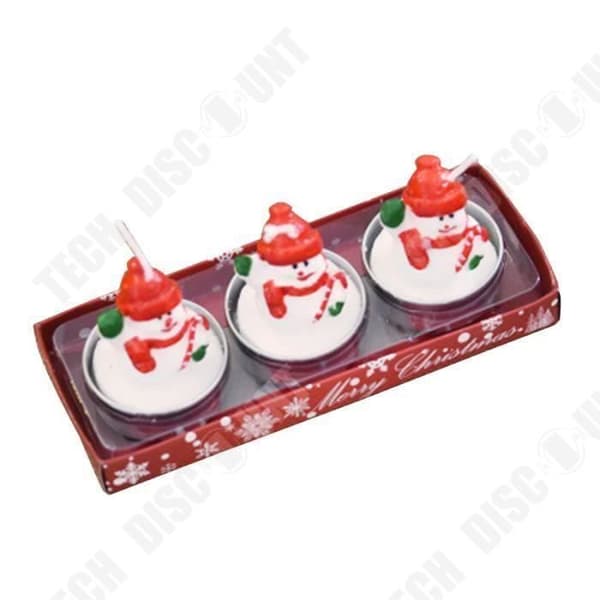 TD® Set med 3 julljus med jultomten Snowman House Julfest Present Heminredning / Bordsdekorationer / Vit och Röd