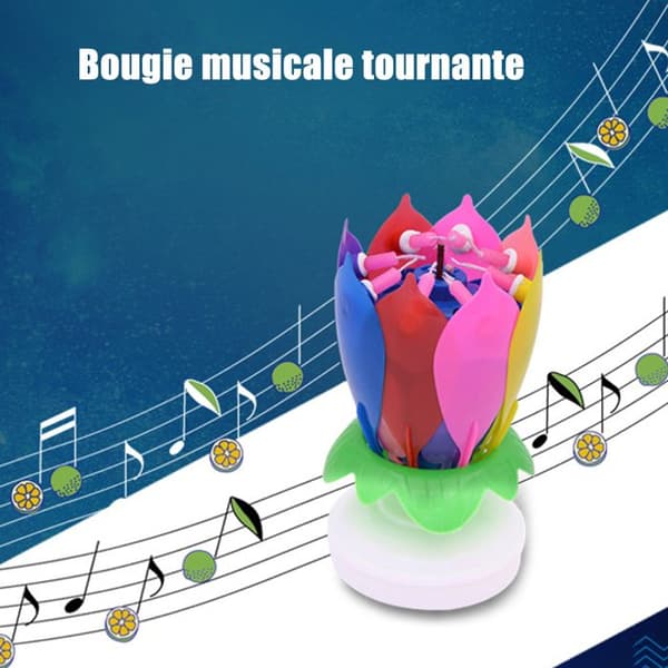 TD® Musical Spinning Flower Magiskt födelsedagsljus för tårtdekorering - Tillbehör till födelsedagstårta