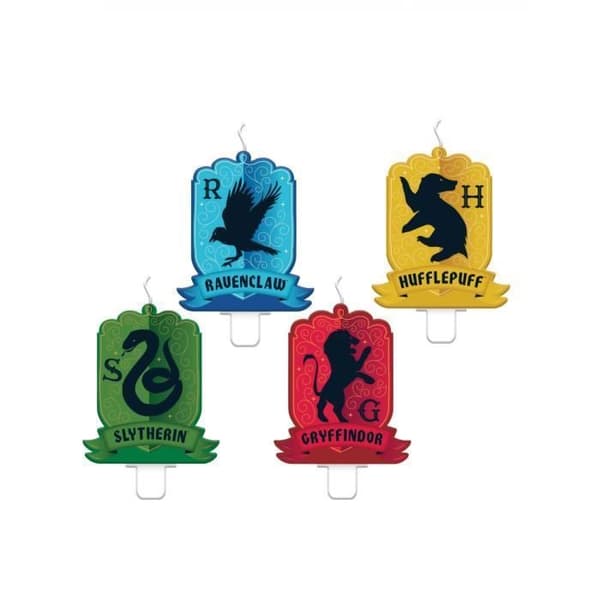 Harry Potter Hogwarts Födelsedagsljus - Set med 4 - Hogwarts House Vimplar