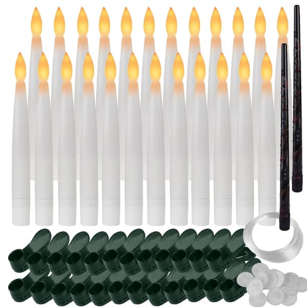 Flydende LED-lys, wand fjernbetjening, batteridrevet,24pc