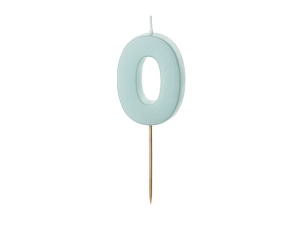 Födelsedagsljus Nummer 0, ljusblå, 5,5 cm (1 kartong / 24 st.)