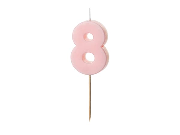 Fødselsdagslys nummer 8, lyserød, 5,5 cm (1 karton / 24 stk.)