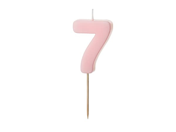 Fødselsdagslys nummer 7, lyserød, 5,5 cm (1 karton / 24 stk.)