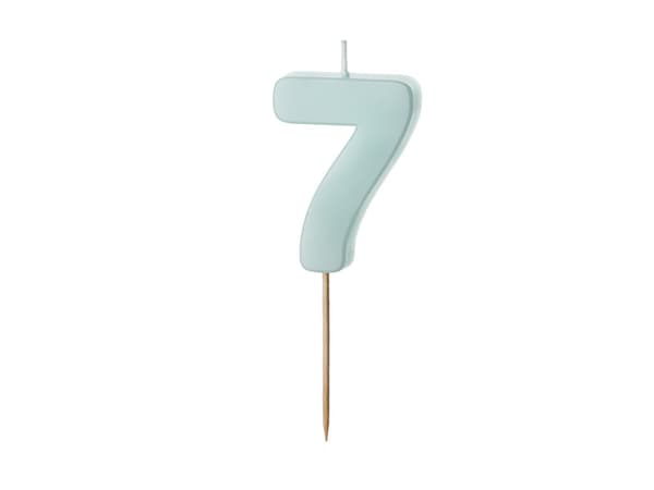 Fødselsdagslys Nummer 7, lyseblå, 5,5 cm (1 karton / 24 stk.)