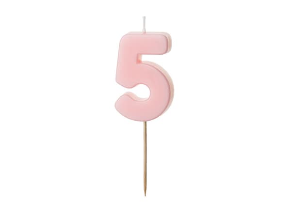 Syntymäpäiväkynttilä Numero 5, vaaleanpunainen, 5,5 cm