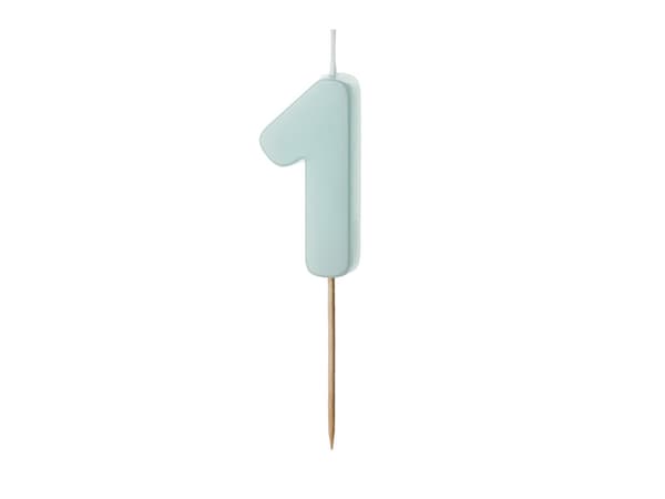 Fødselsdagslys Nummer 1, lyseblå, 5,5 cm