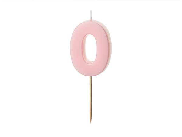Fødselsdagslys Nummer 0, lyserød, 5,5 cm