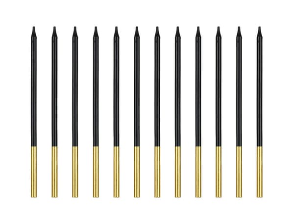 Födelsedagsljus släta, svarta, 14 cm (1 förpackning / 12 st.)