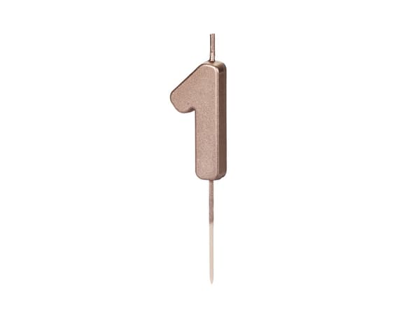 Fødselsdagslys Nummer 1, rosaguld, 4,5 cm