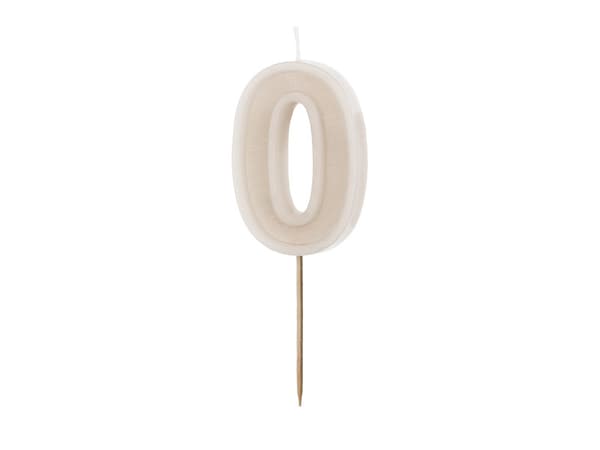 Födelsedagsljus Nummer 0, beige, 6 cm