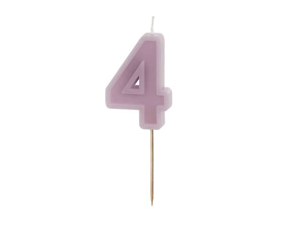 Syntymäpäiväkynttilä Numero 4, violetti, 6 cm