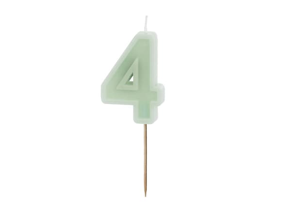 Fødselsdagslys nummer 4, grøn, 6 cm