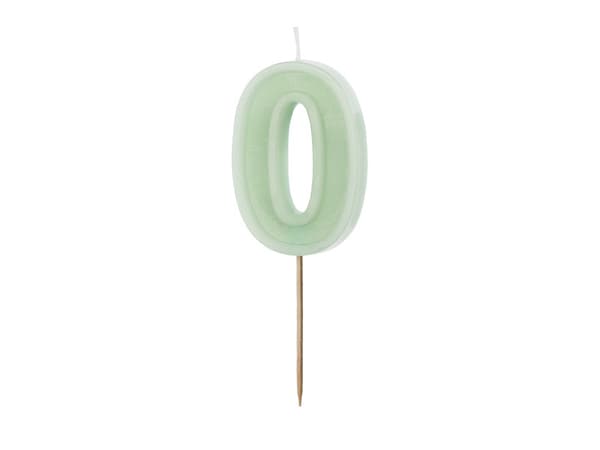 Syntymäpäiväkynttilä Numero 0, vihreä, 6 cm
