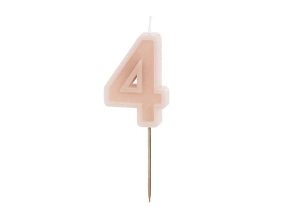 Syntymäpäiväkynttilä Numero 4, likaisenpinkki, 6 cm