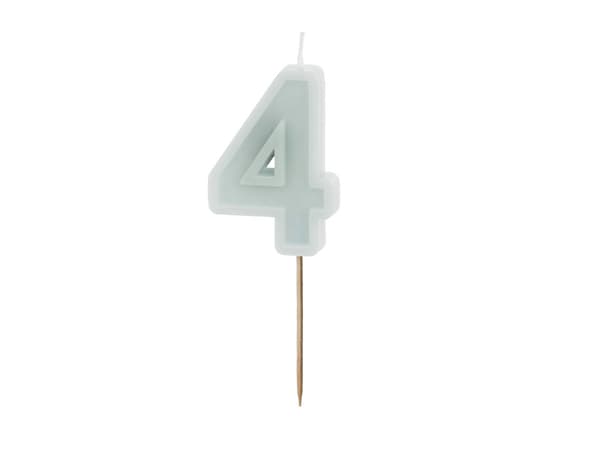 Födelsedagsljus Nummer 4, ljus mintgrön, 6 cm