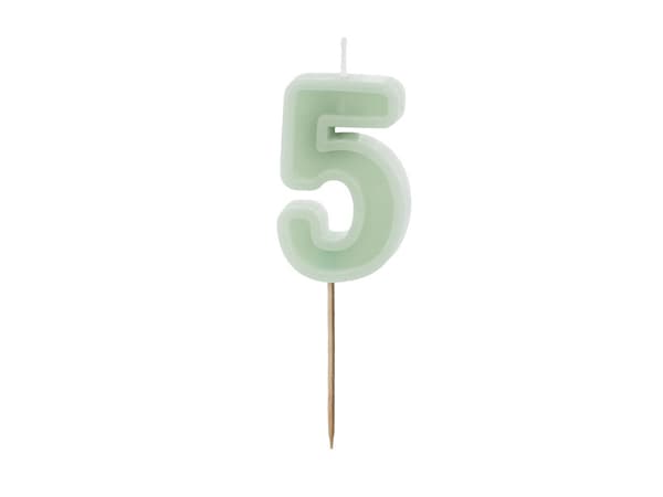 Födelsedagsljus Nummer 5, grönt, 6 cm