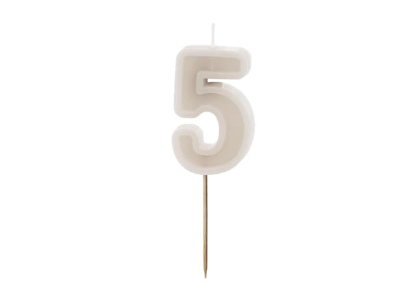 Födelsedagsljus Nummer 5, beige, 6 cm