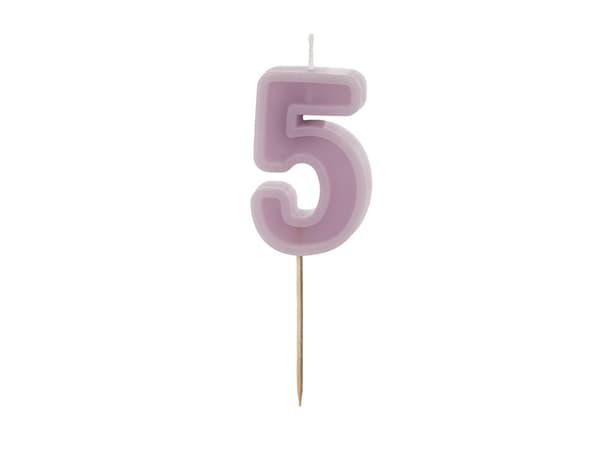 Födelsedagsljus Nummer 5, lila, 6 cm