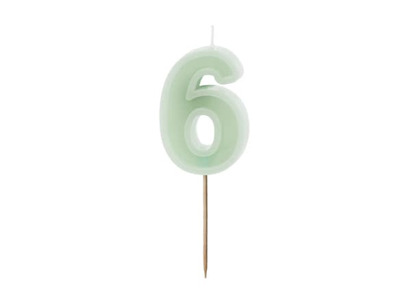 Födelsedagsljus Nummer 6, grönt, 6 cm