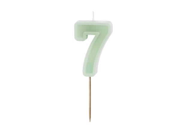 Födelsedagsljus Nummer 7, grönt, 6 cm