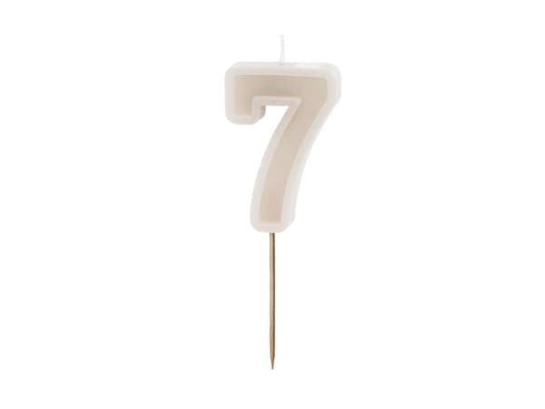 Födelsedagsljus Nummer 7, beige, 6 cm